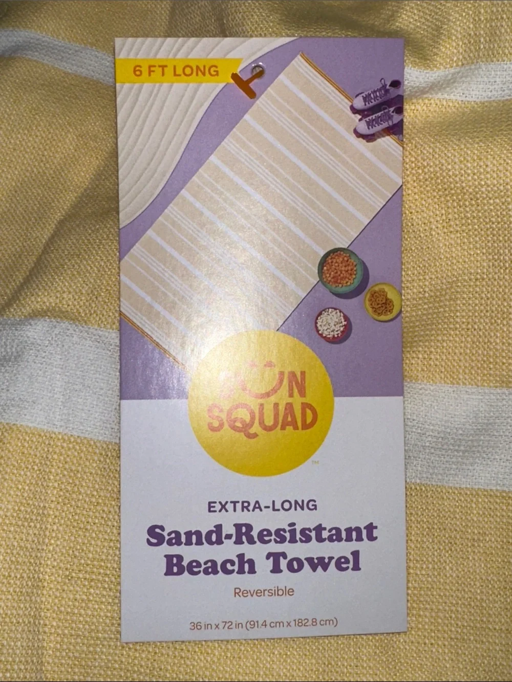 Yellow Striped Turkish Sand Resistant Extra Long Beach Pool Towel, 100% cotton